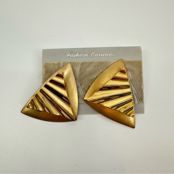 Vintage Geometric Gold Earrings 1 - Picture 1 of 1